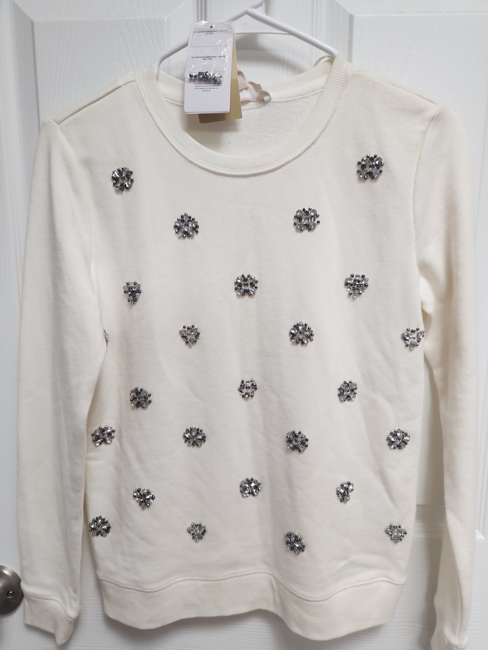 Michael Kors Ivory Jeweled Sweatshirt